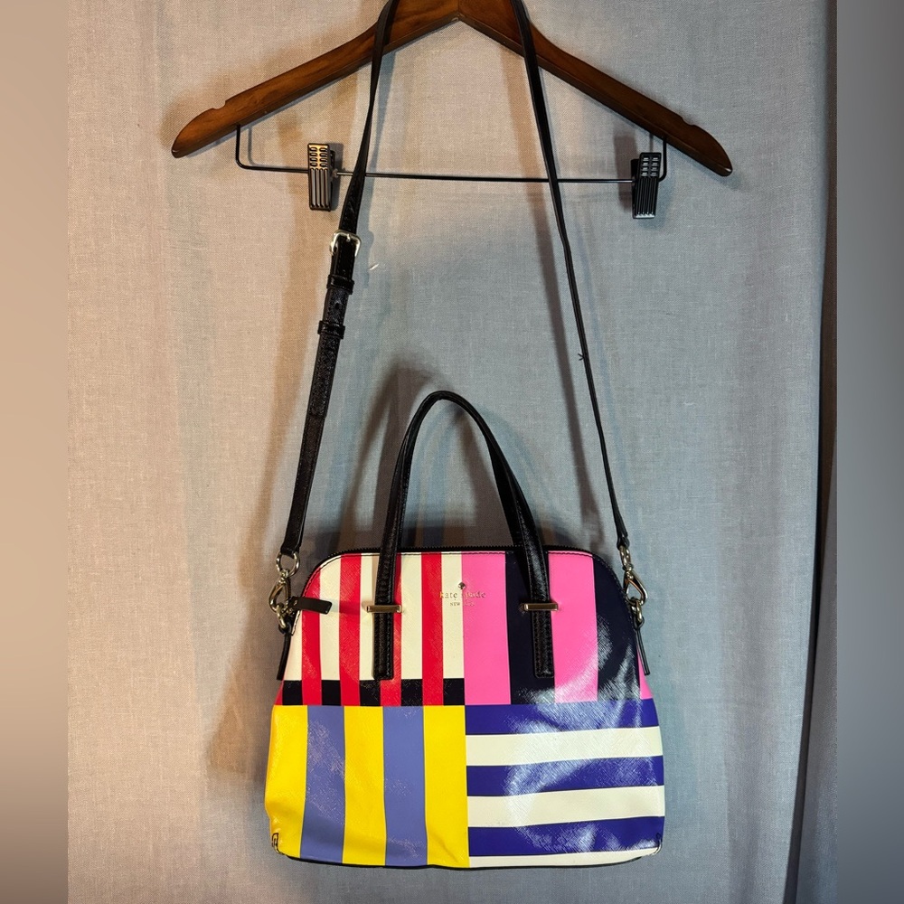 Kate Spade Pink and Yellow Striped Satchel